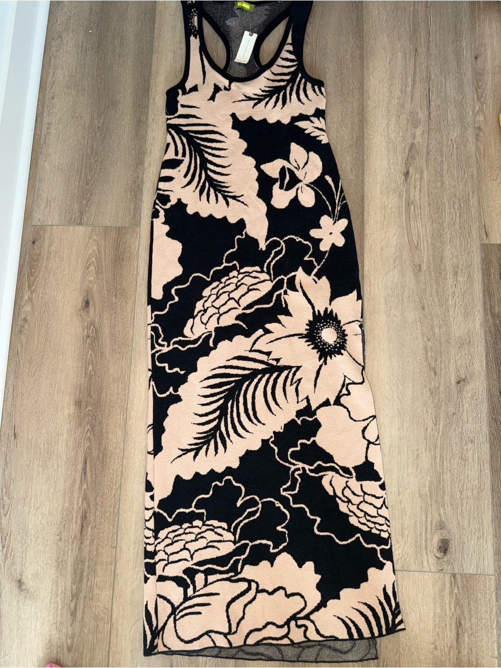 NWT Celandine Black Brown Floral Sweater Maxi Dress Anthropologie Small S